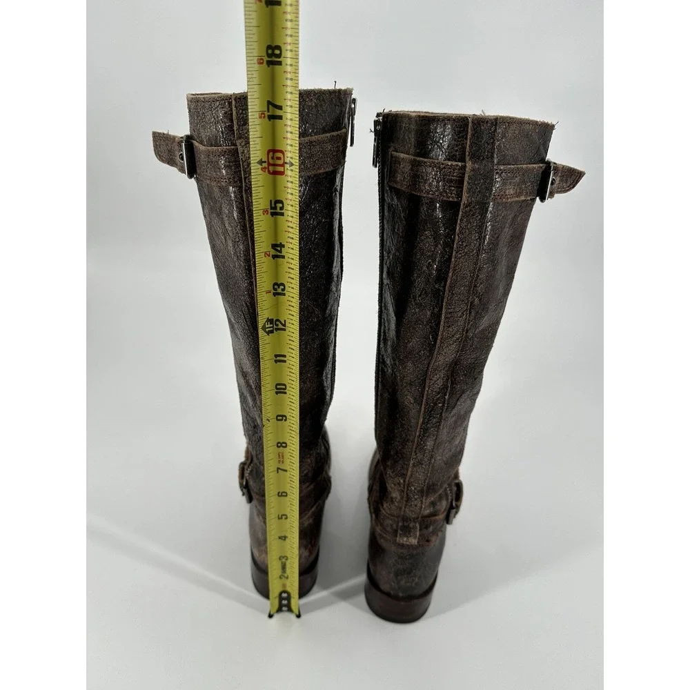 SENDRA Tall Distressed Crackle‎ Finish Leather Women's Riding Boots Size 7.5 BRW